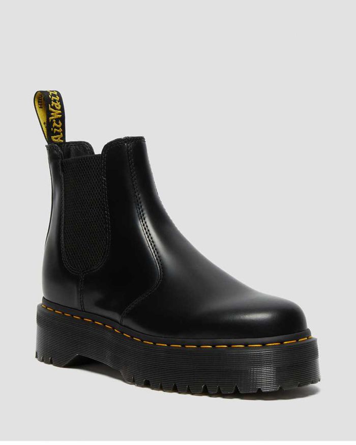 Dr Martens Chelsea Boots Dame Svart 2976 Smooth Læder Platform 2305YMBSW